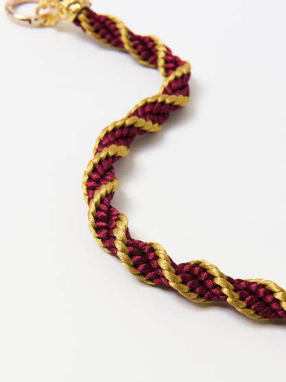 Dragonhead Braided Necklace, spiral red and gold necklace with dragonhead clasp, As seen in Vogue| Lodorfo