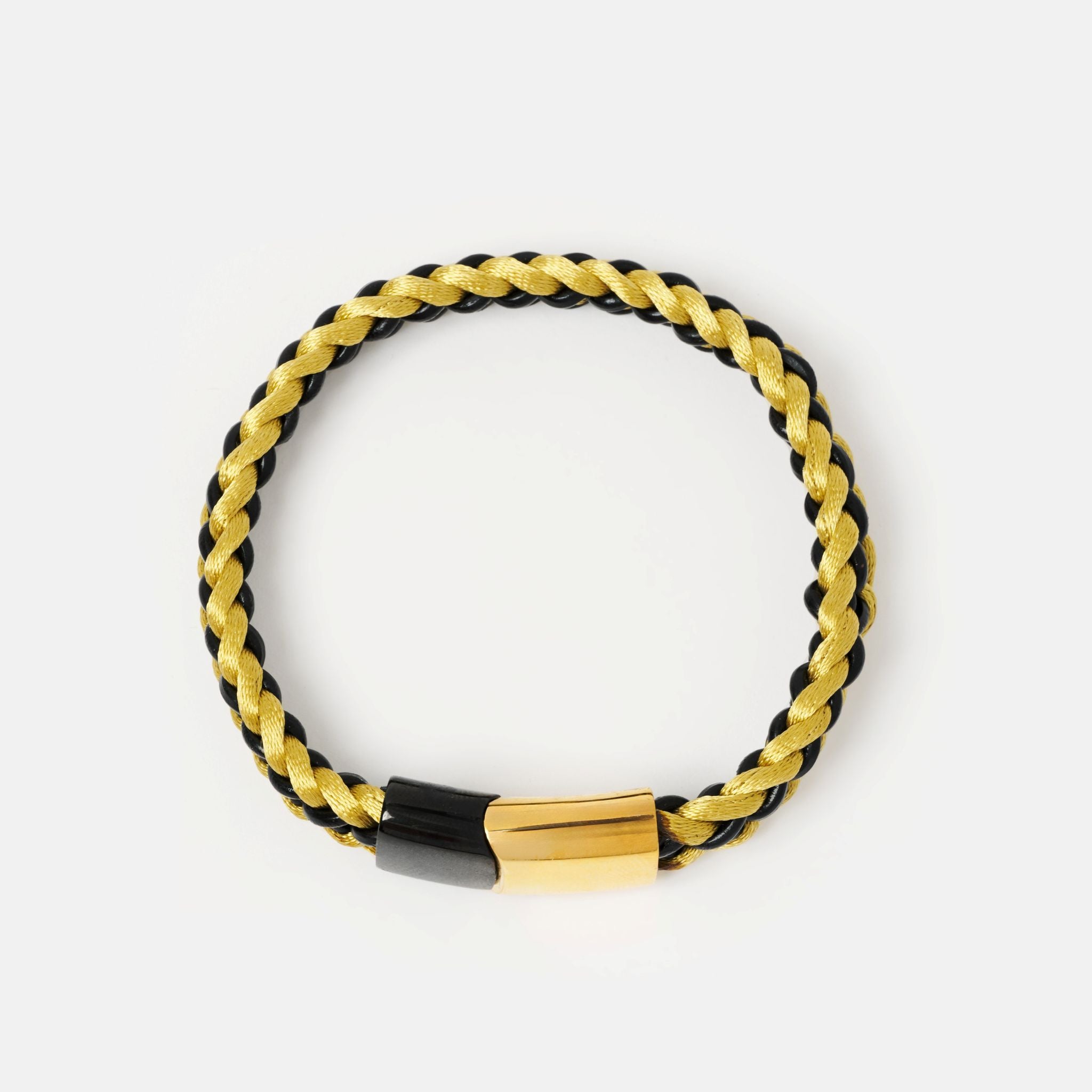 The Ashby Braided Leather Bracelet - Black & Gold - Lodorfo