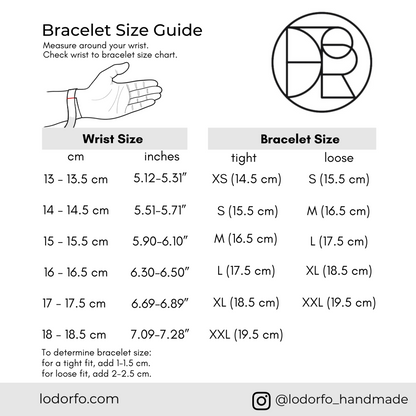 sizing guide for handmade bracelets