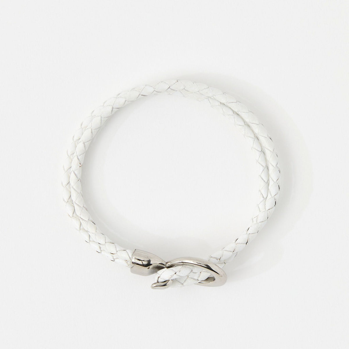 The Merle double-wrap braided leather bracelet in Ivory White, flat lay