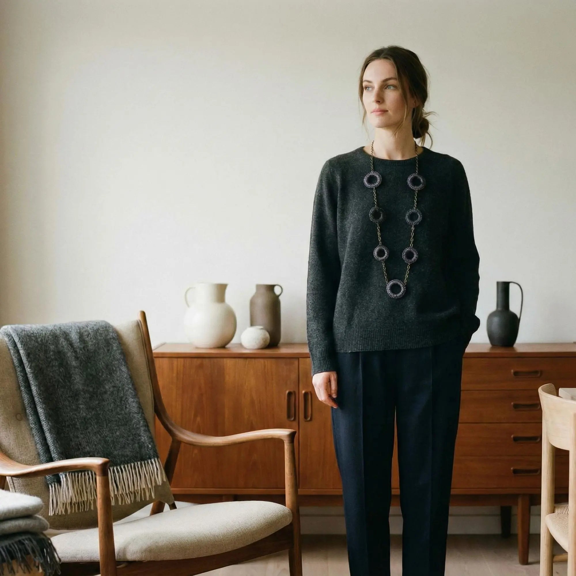 The Vale Ring Necklace — Charcoal - Lodorfo