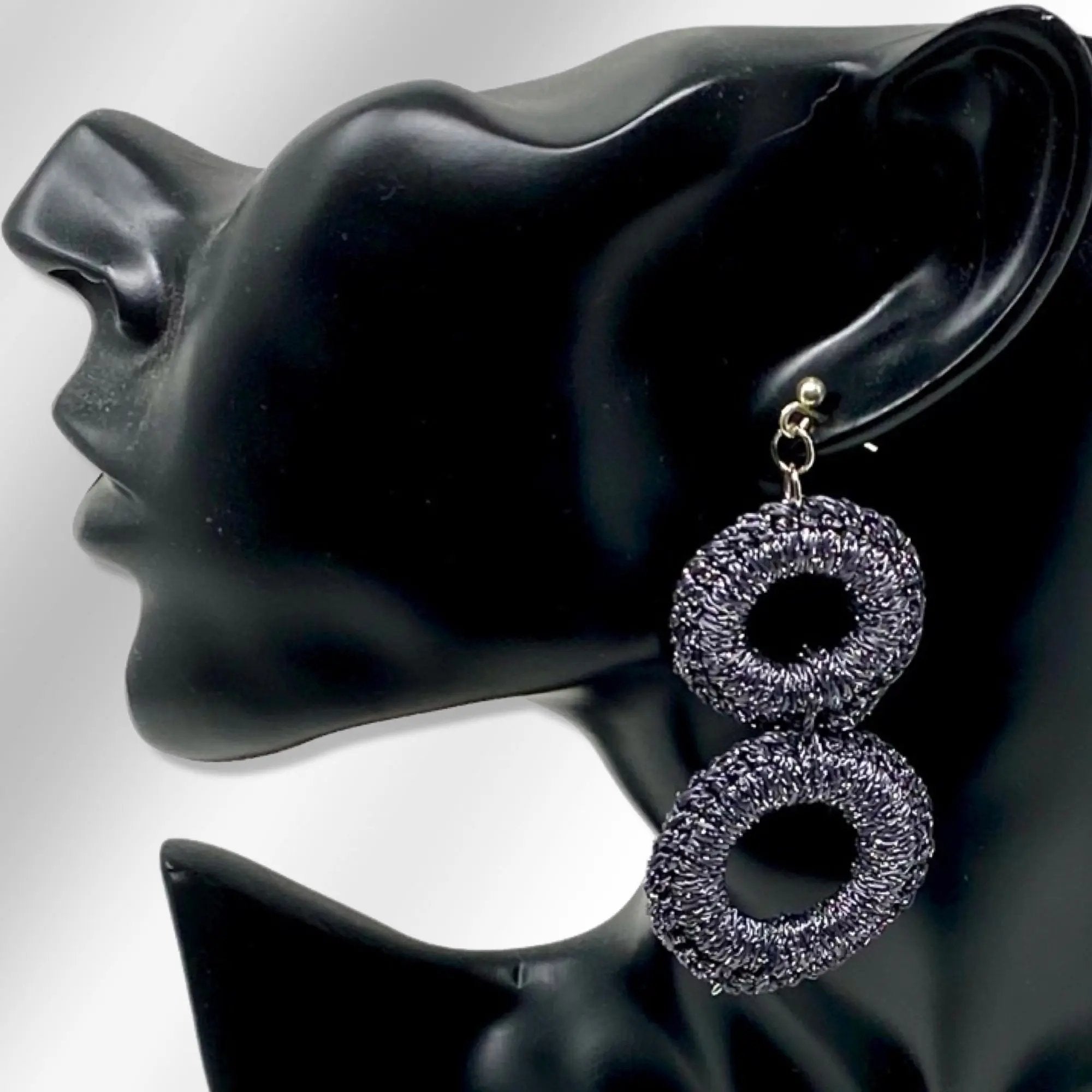 Boho Grey Dangle Earrings, Crochet earrings, Lodorfo - Lodorfo try them now. 