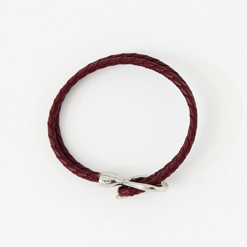 Double Wrap Braided Leather Bracelet with Silver Clasp - Available in 4 colors Lodorfo