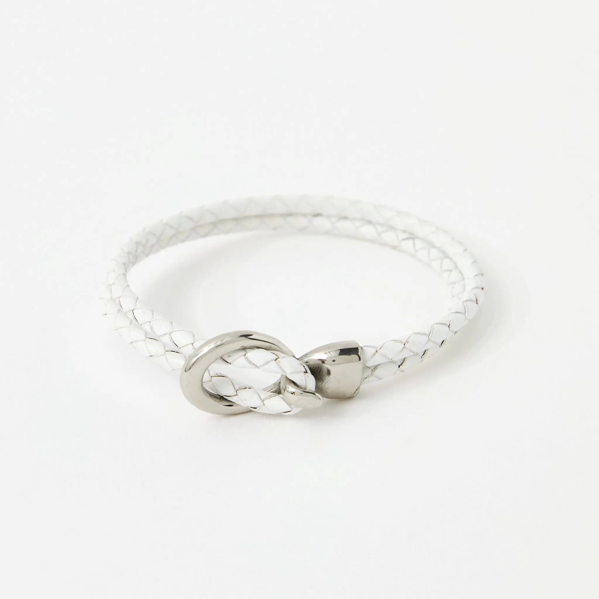 Double Wrap Braided Leather Bracelet with Silver Clasp - Available in 4 colors Lodorfo