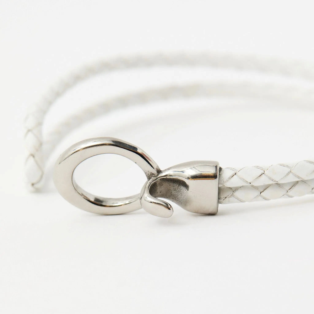 Double Wrap Braided Leather Bracelet with Silver Clasp - Available in 4 colors Lodorfo