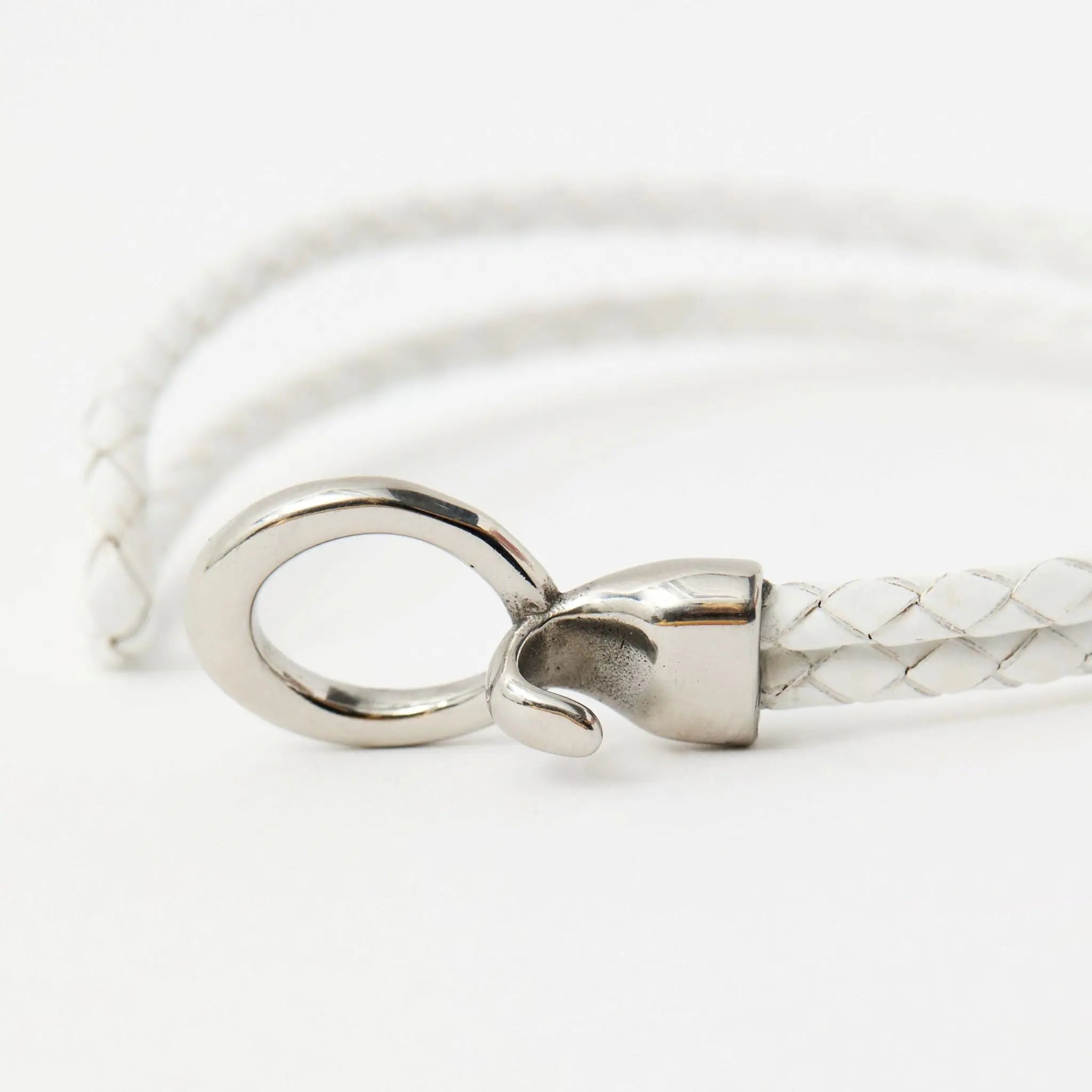 Double Wrap Braided Leather Bracelet with Silver Clasp - Available in 4 colors Lodorfo