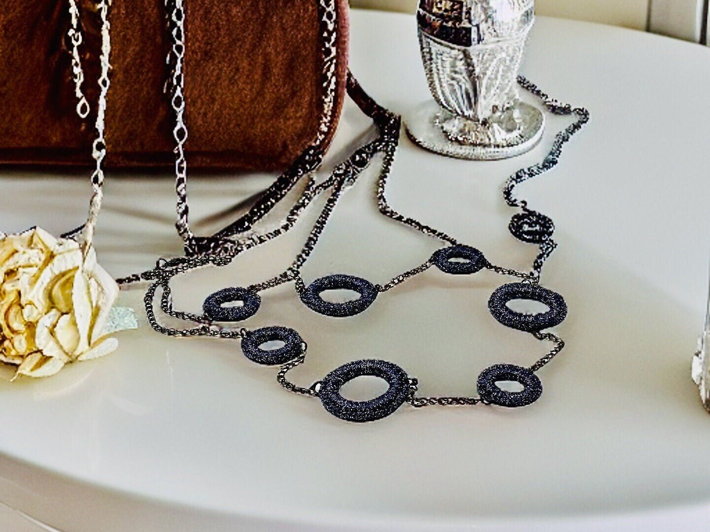 Charcoal rings necklace, Lodorfo - Lodorfo