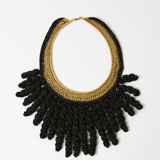 Frilled Black and gold necklace, as seen in Vogue| Lodorfo - Lodorfo