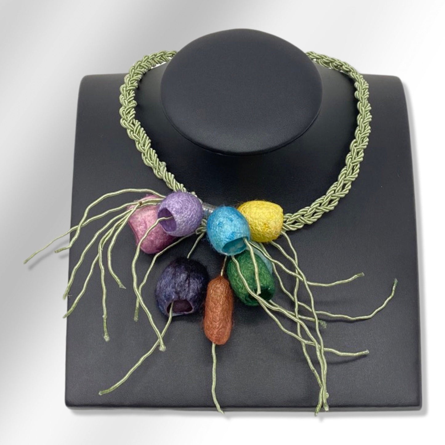 Ladies' necklace, multicolor silk cocoon jewellery,  Lodorfo - Lodorfo