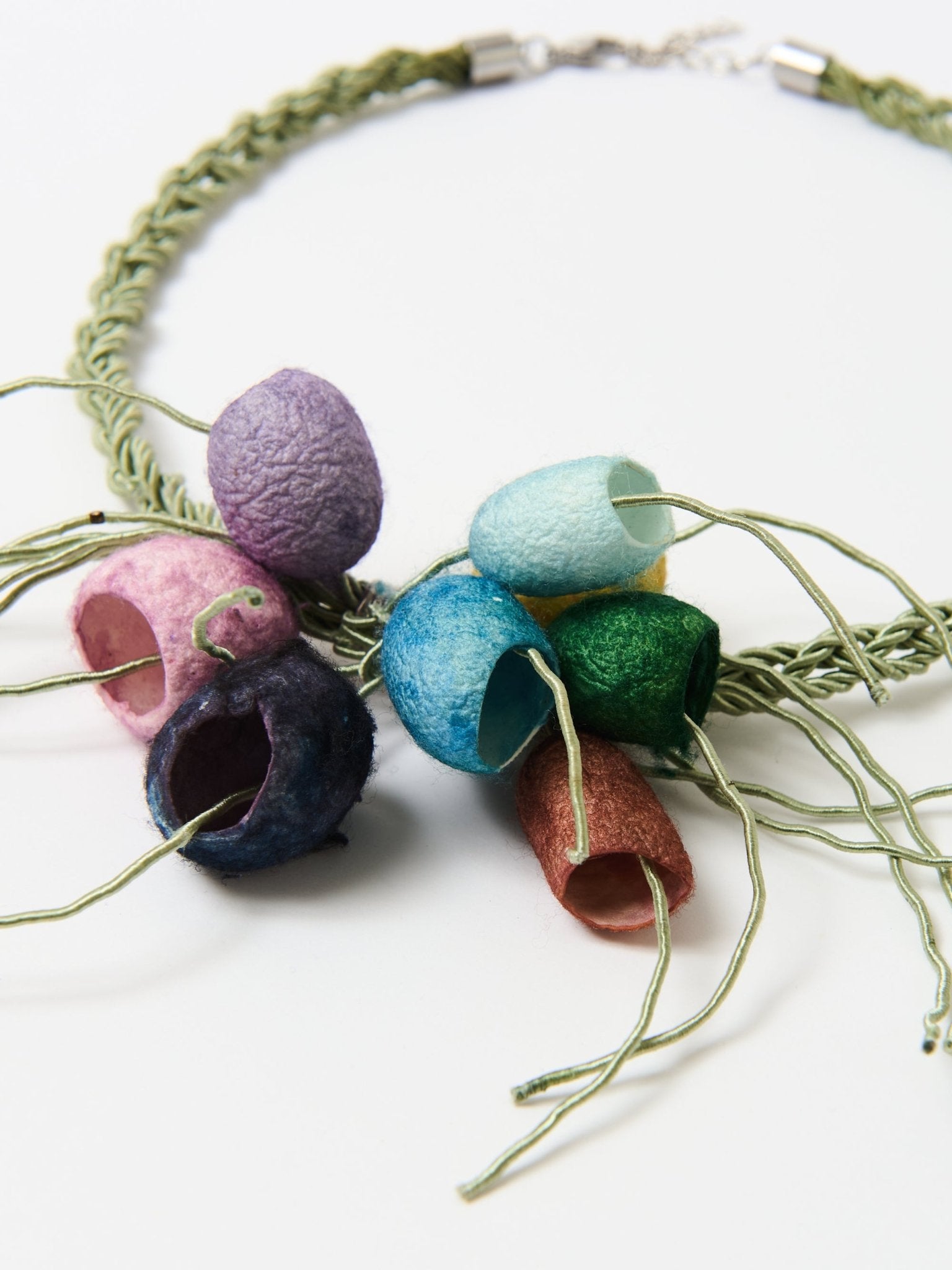 Ladies' necklace, multicolor silk cocoon jewellery,  Lodorfo - Lodorfo