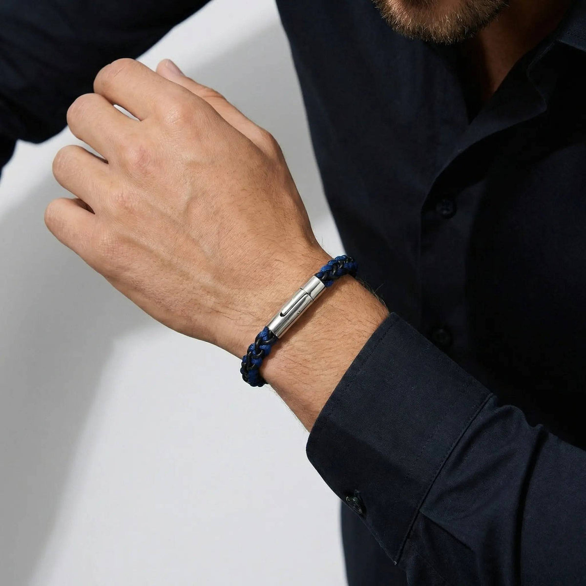 PRY｜Stannum Leather Bracelet 002｜シュウト Men's Braided Leather Bracelet | Arden by Lodorfo