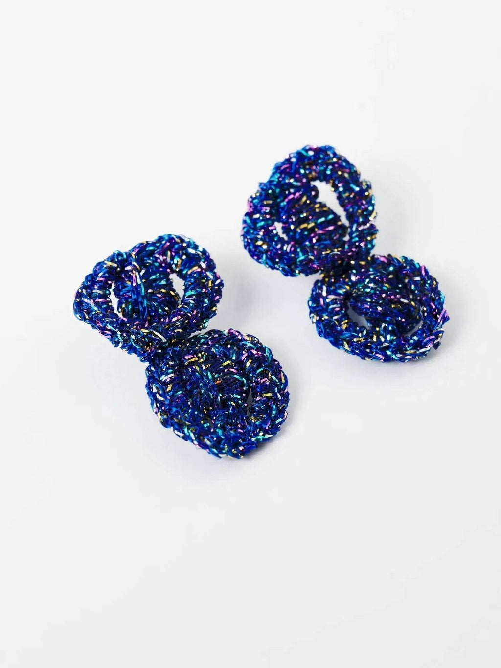 The Arlo sculptural loop earrings, indigo blue, short shown — Lodorfo
