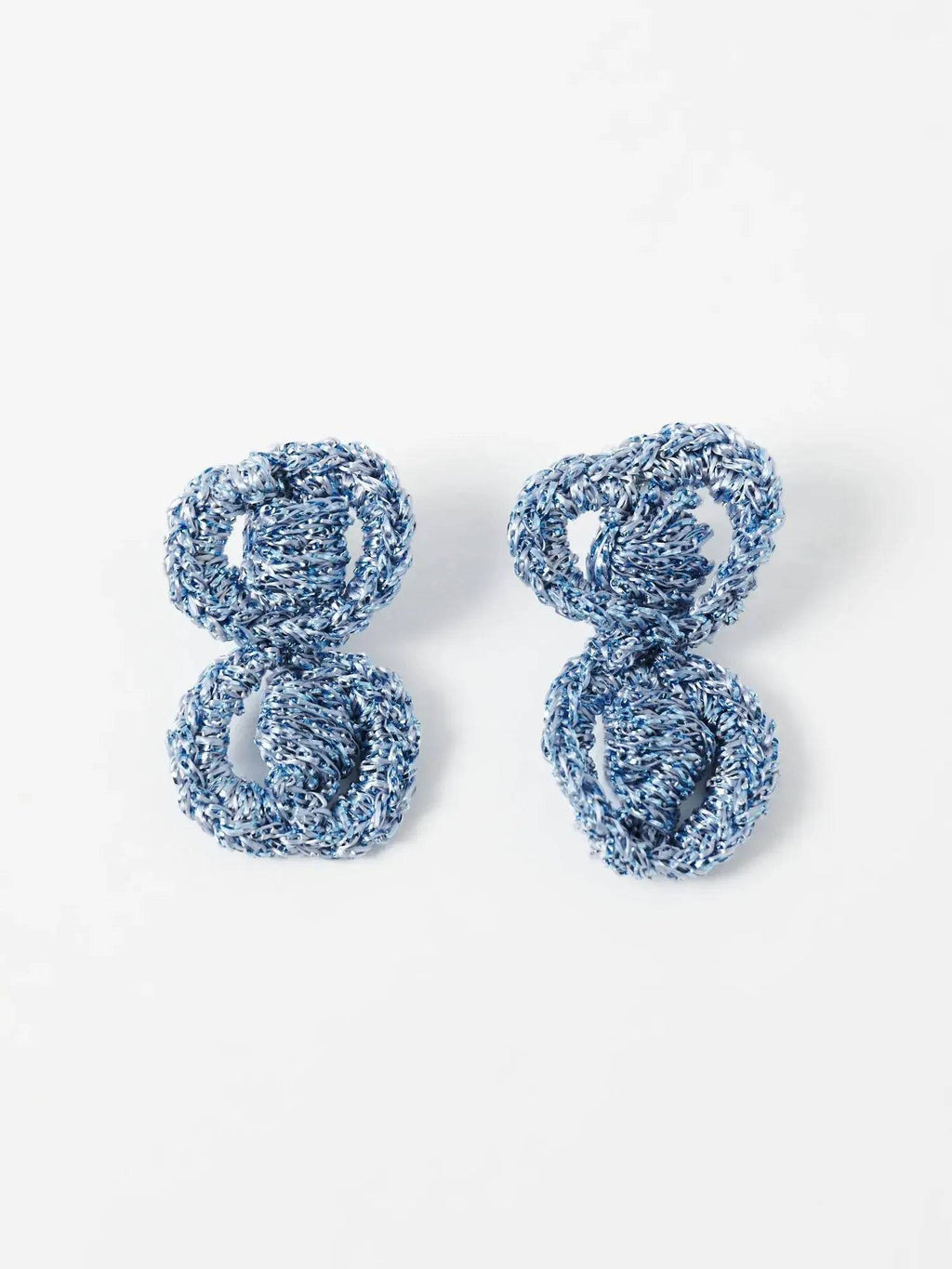 The Arlo sculptural loop earrings, sky blue short shown — Lodorfo