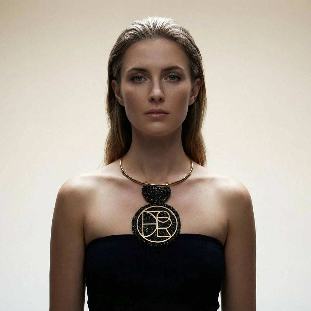 The Orion Geometric Pendant Necklace — Black & Gold - Lodorfo