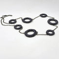 Handcrafted charcoal rings necklace with sculptural pendant, contemporary jewellery