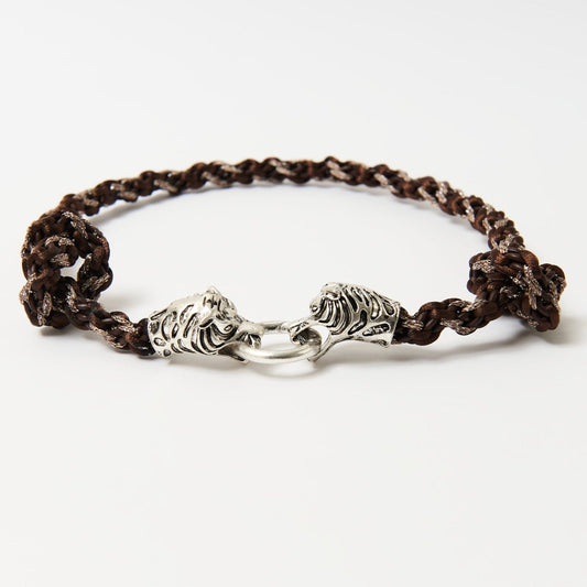 Wave braid necklace with tiger clasp - Dark Brown and Copper necklace - Lodorfo - Lodorfo