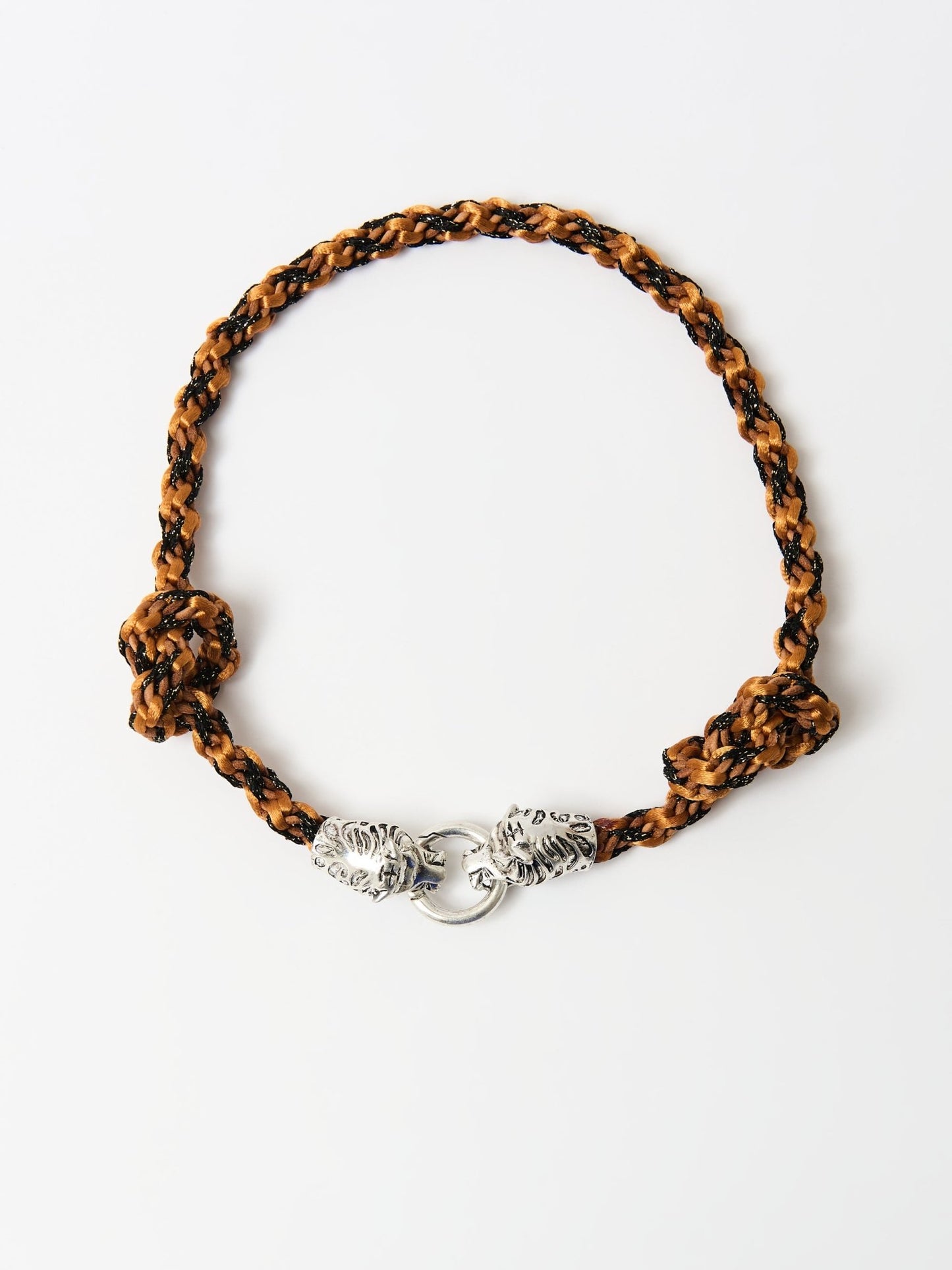 Wave braid necklace with tiger clasp - Light Brown and Orange necklace - Lodorfo - Lodorfo