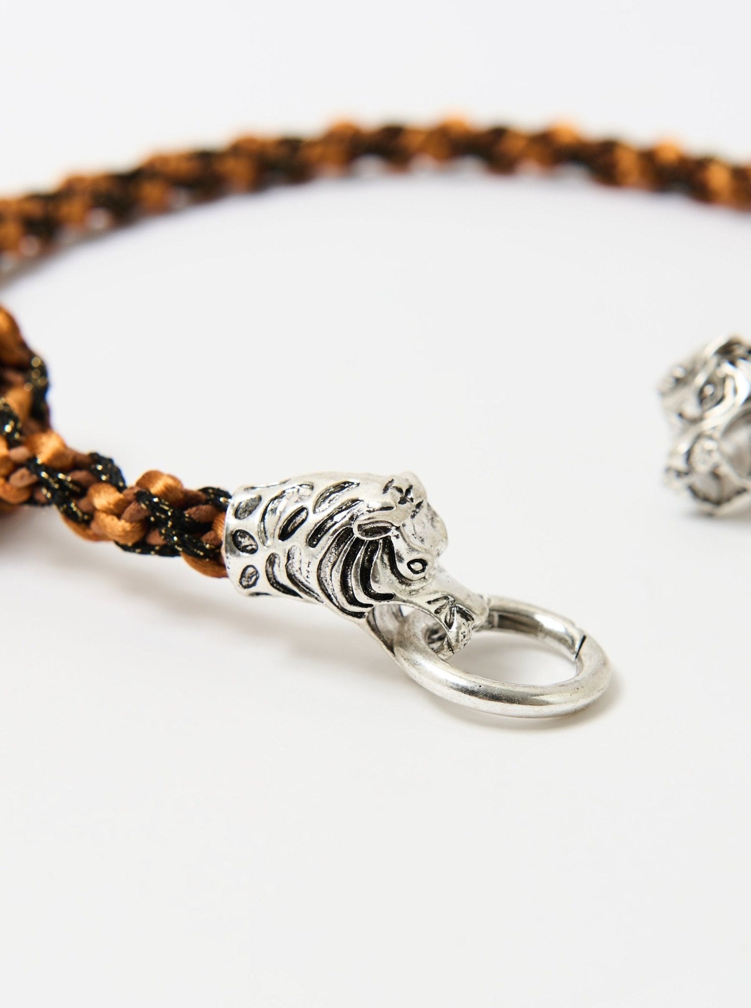 Wave braid necklace with tiger clasp - Light Brown and Orange necklace - Lodorfo - Lodorfo