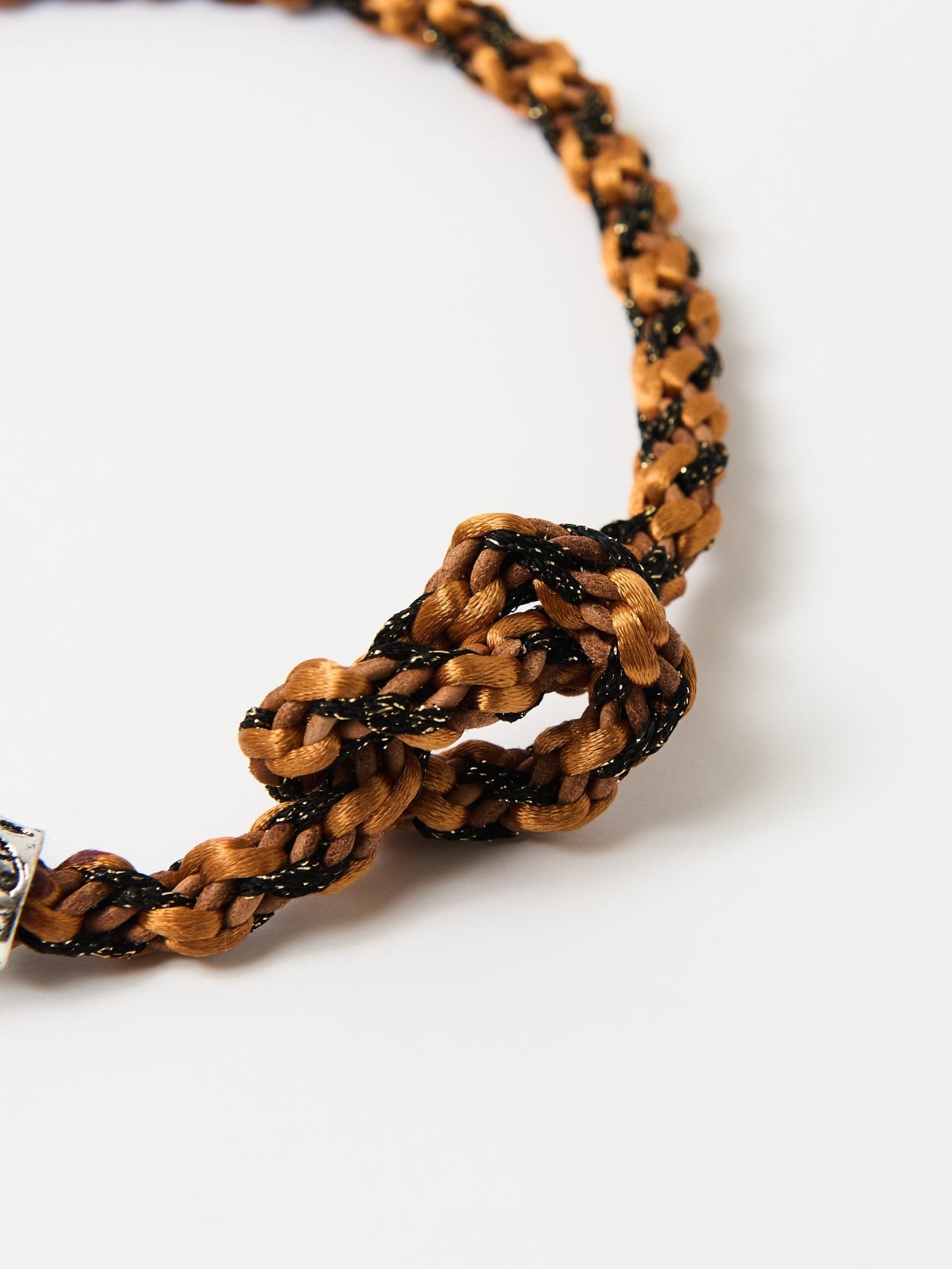 Wave braid necklace with tiger clasp - Light Brown and Orange necklace - Lodorfo - Lodorfo